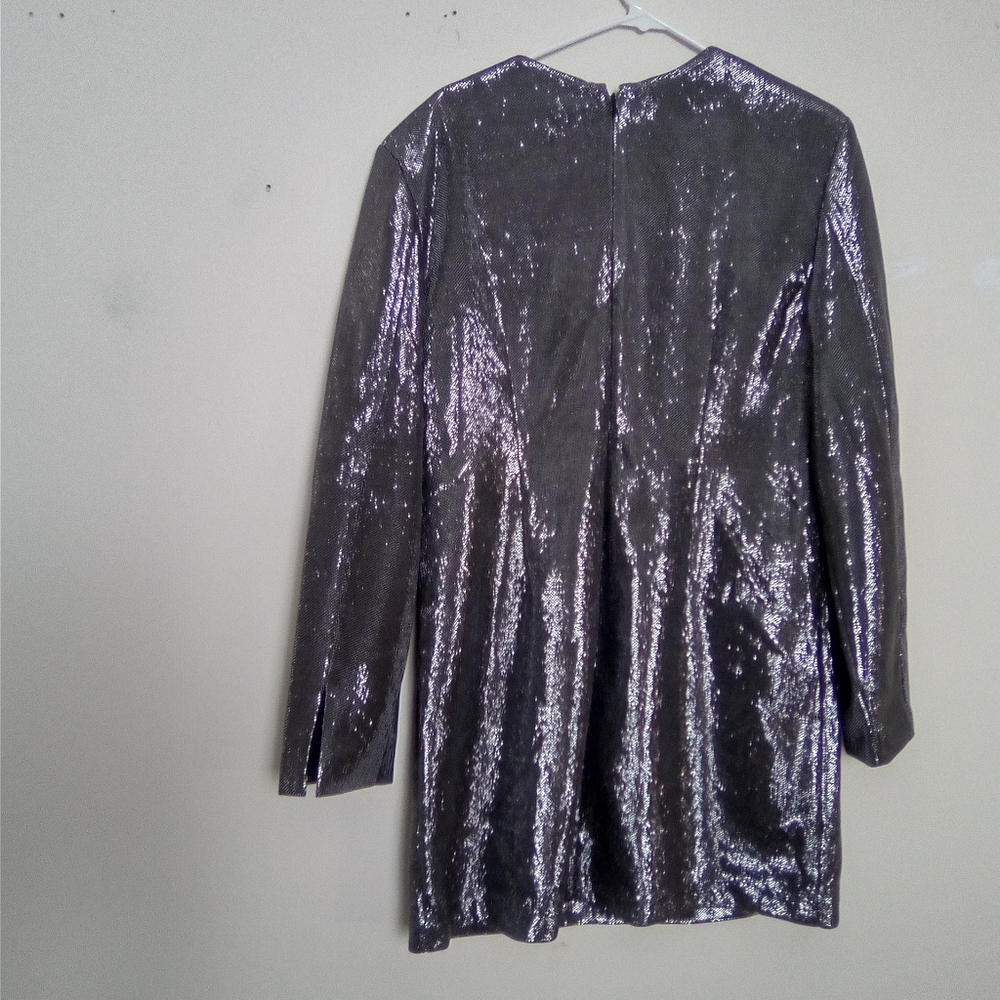 H&M Metallic Long Sleeve Dress SIZE LARGE POLYESTER - Picture 6 of 6